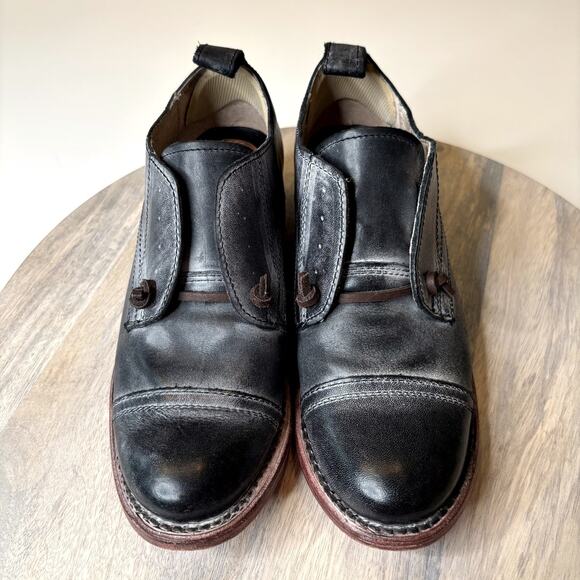 Freebird by Steven Mabel Black Leather Ankle Booties Women’s Size 7 Distressed - Picture 6 of 11